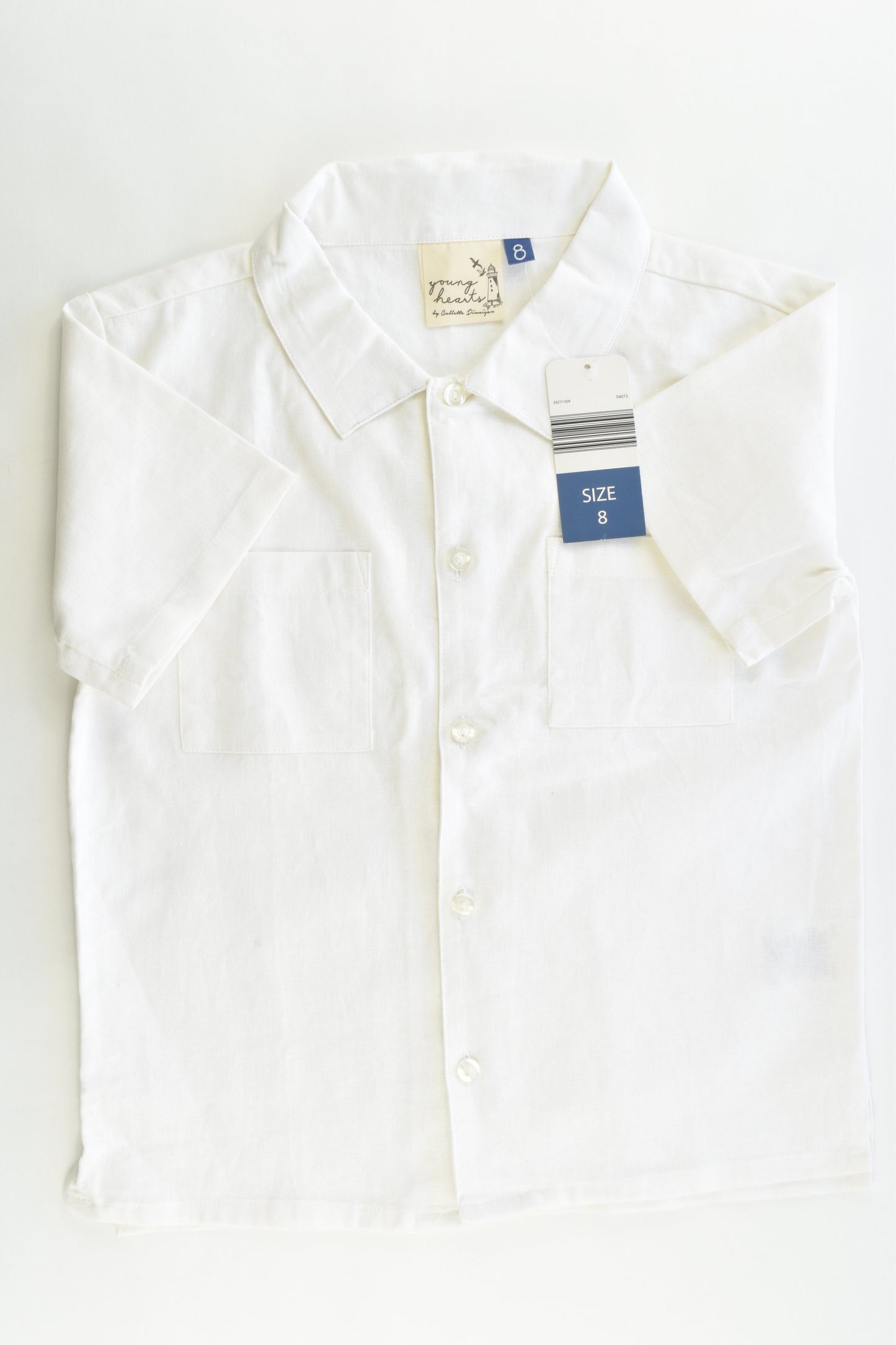 NEW Young Hearts Size 8 Linen/Cotton Collared Shirt