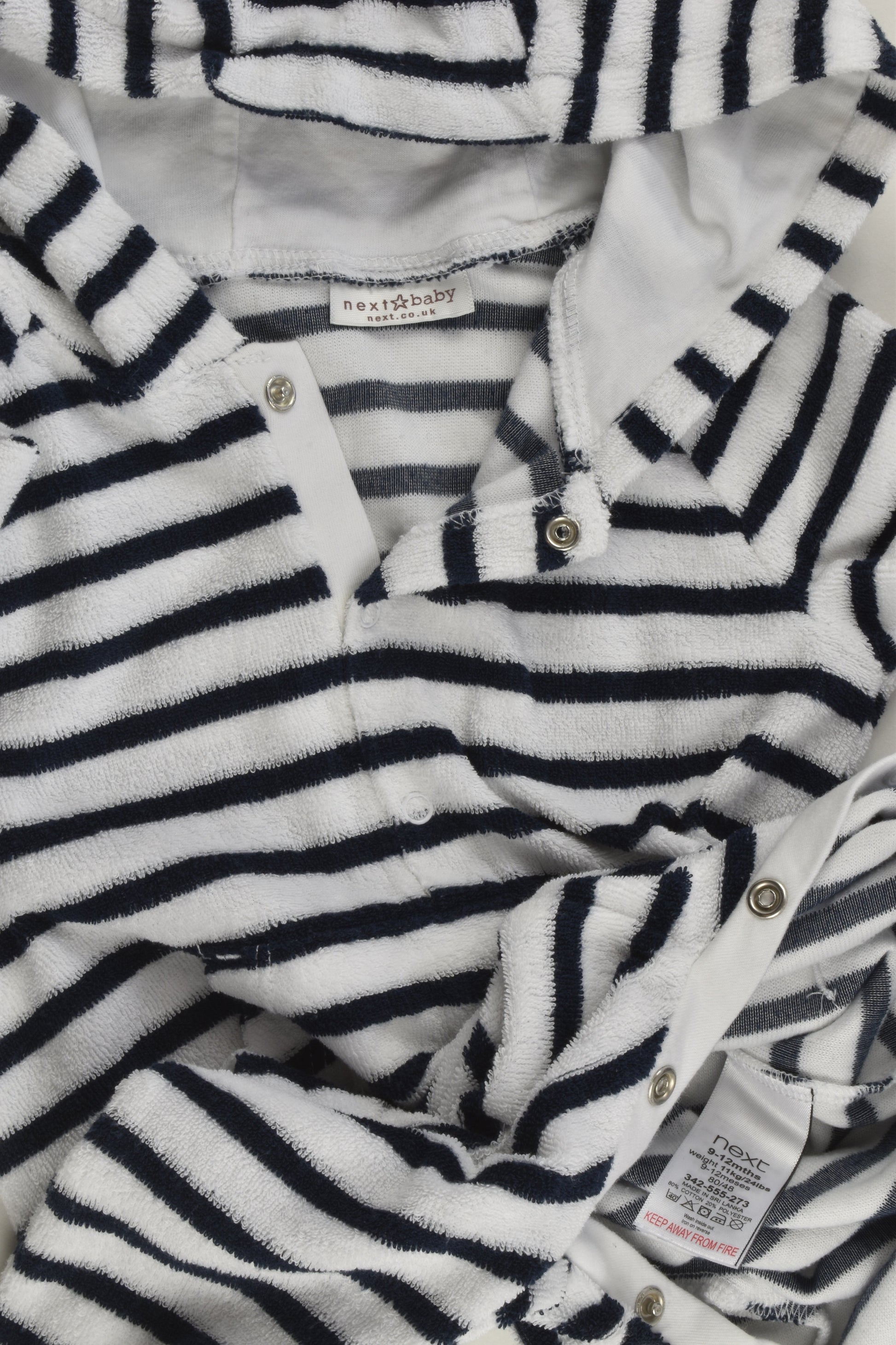 Next Size 0 (9-12 months) Striped Hooded Terry One Piece