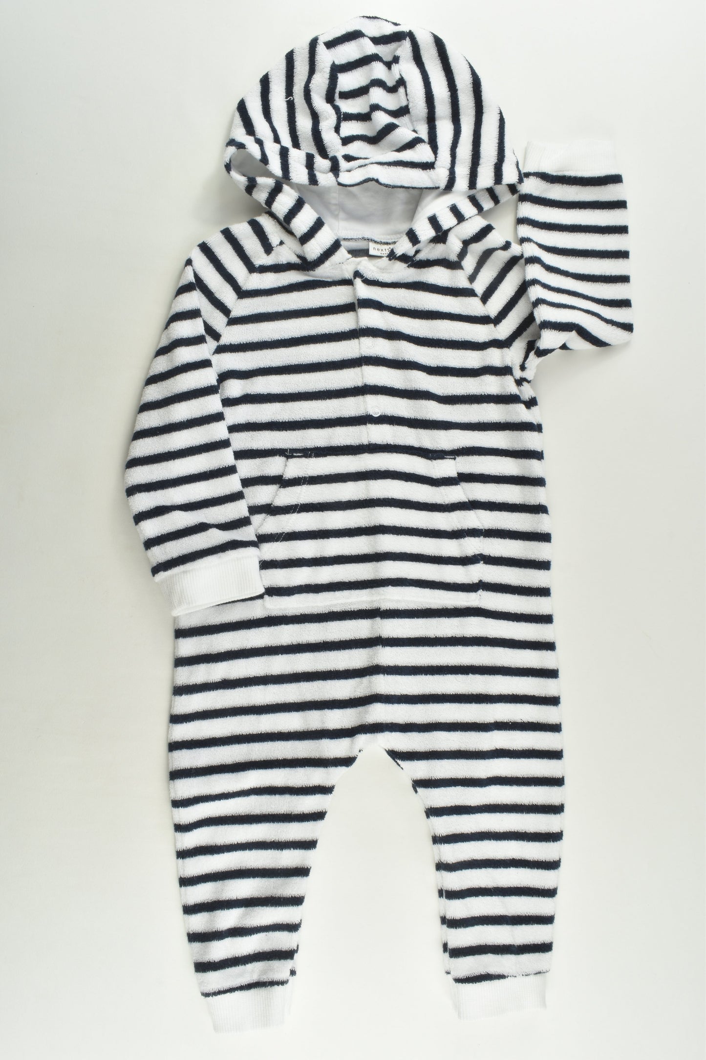 Next Size 0 (9-12 months) Striped Hooded Terry One Piece