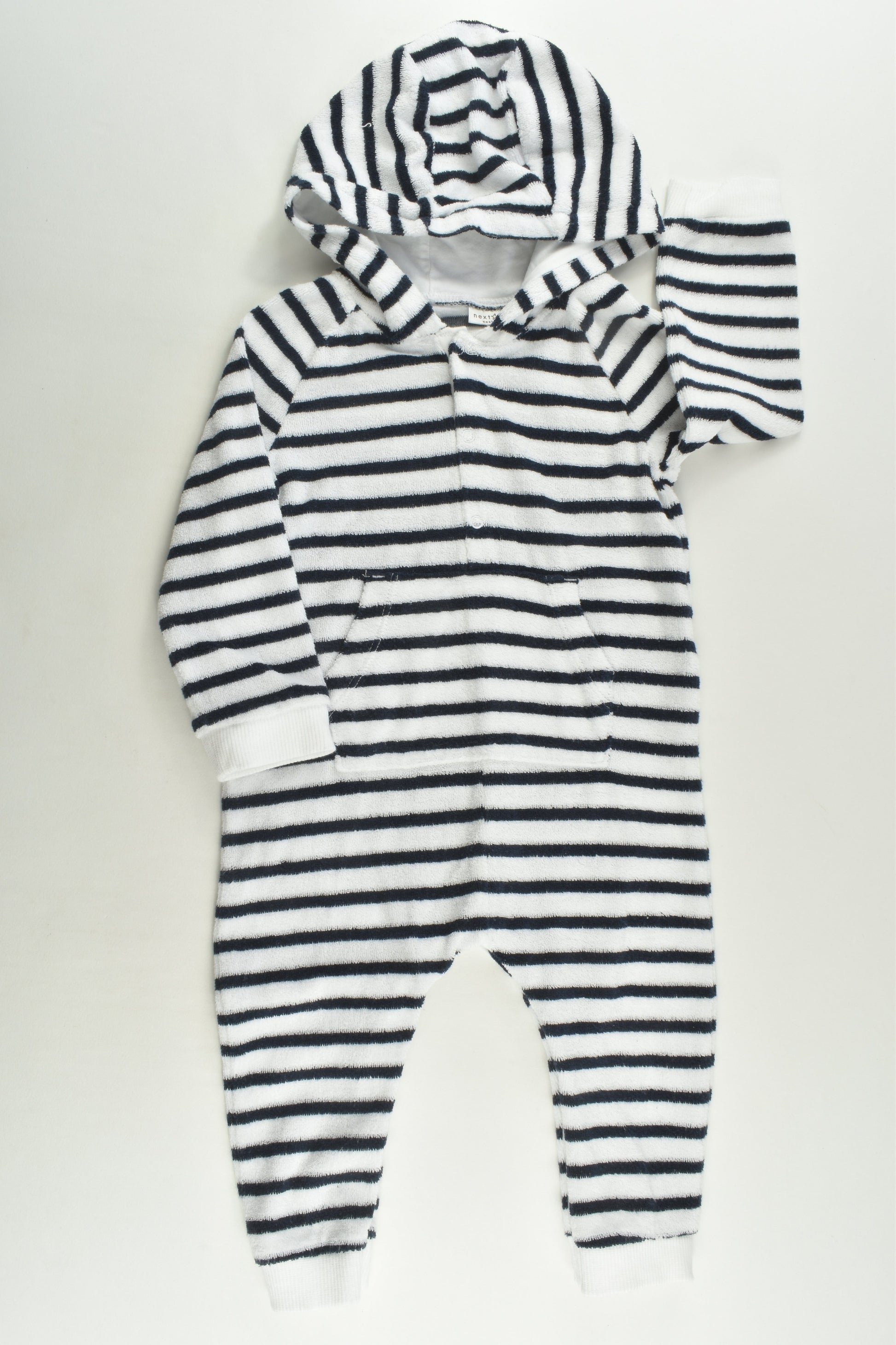 Next Size 0 (9-12 months) Striped Hooded Terry One Piece