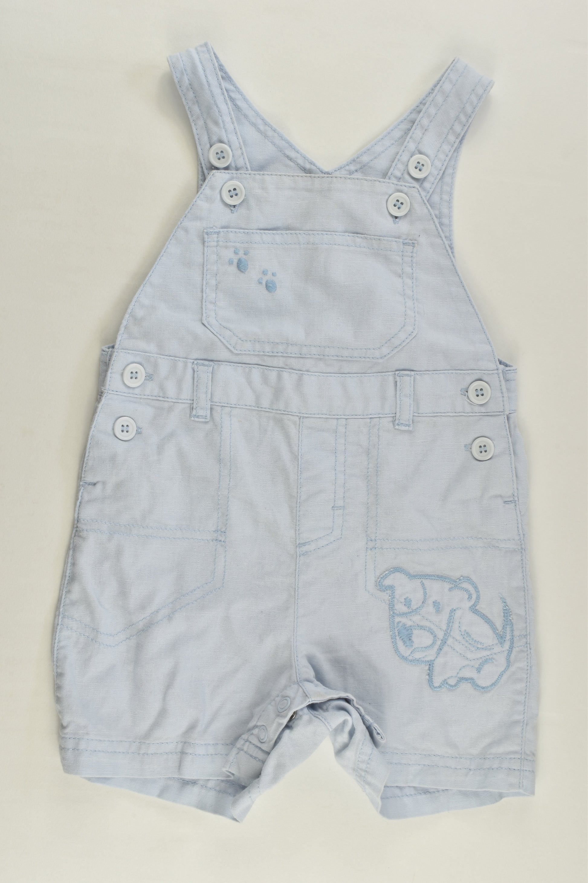 Next Size 00 (3-6 months) Linen/Cotton Dog Short Overalls