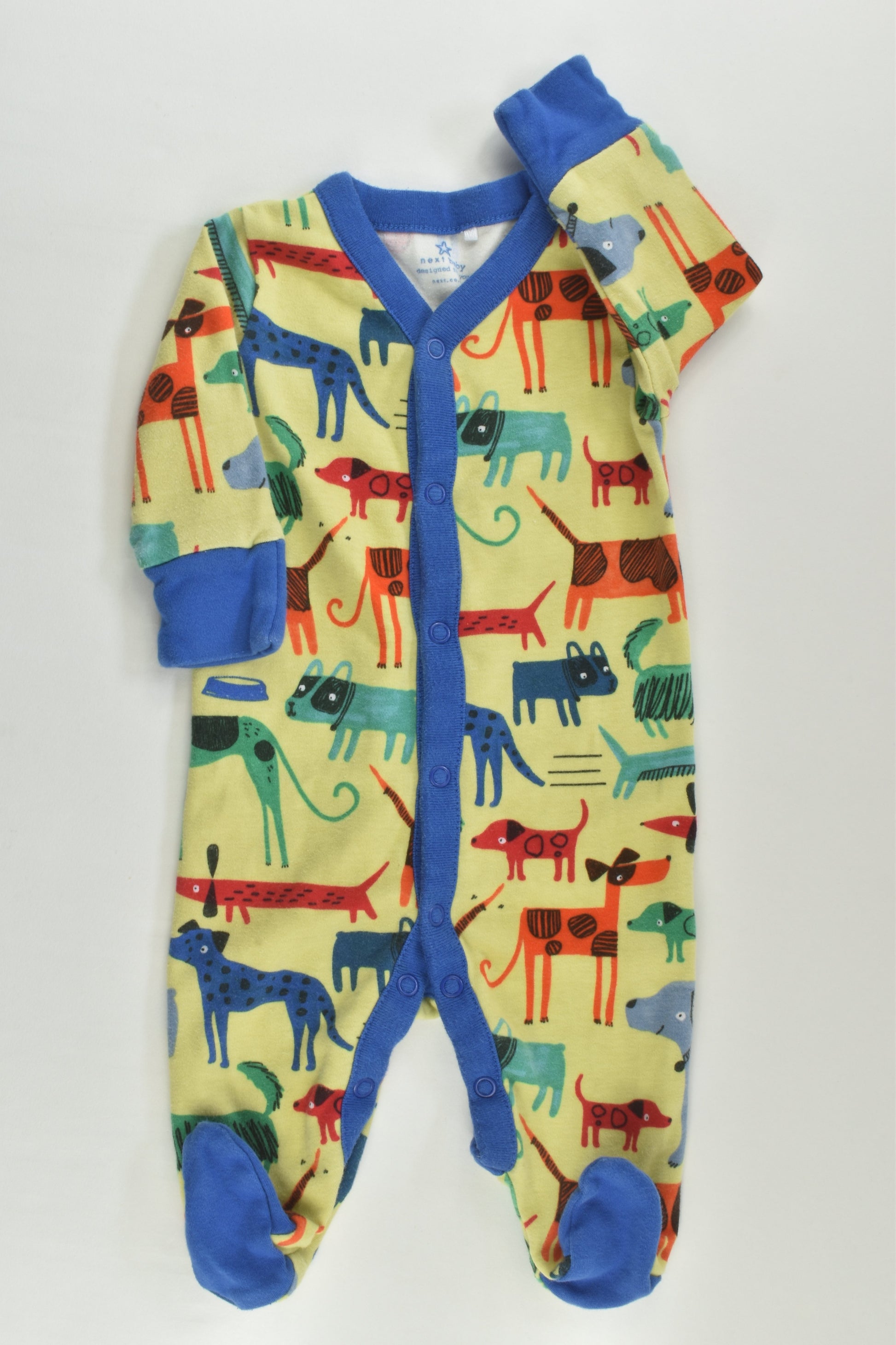 Next Size 000 (Up to 3 months) Dogs Footed Romper