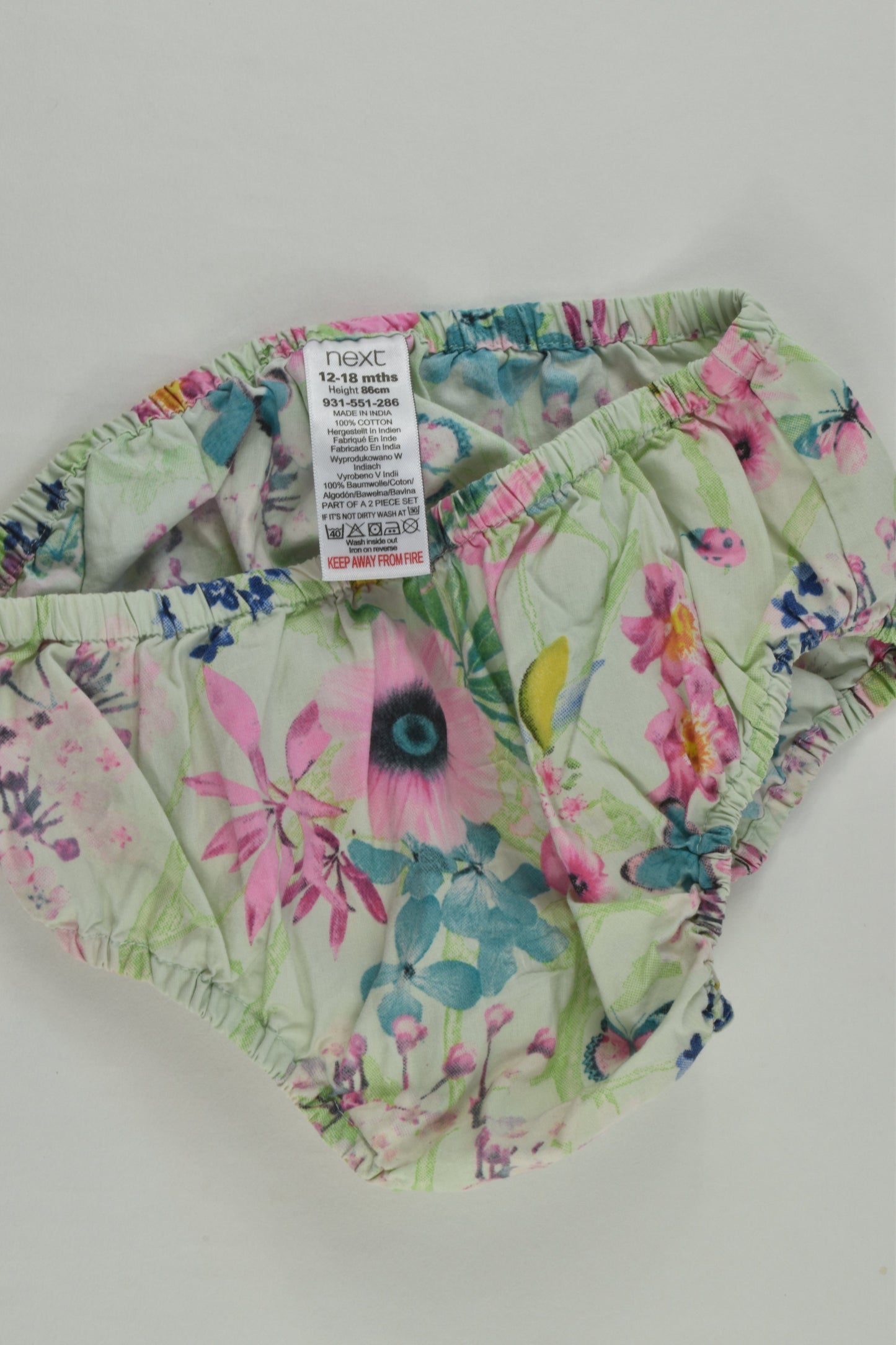 Next Size 1 (86 cm) Butterflies and Flowers Dress with Matching Bloomers