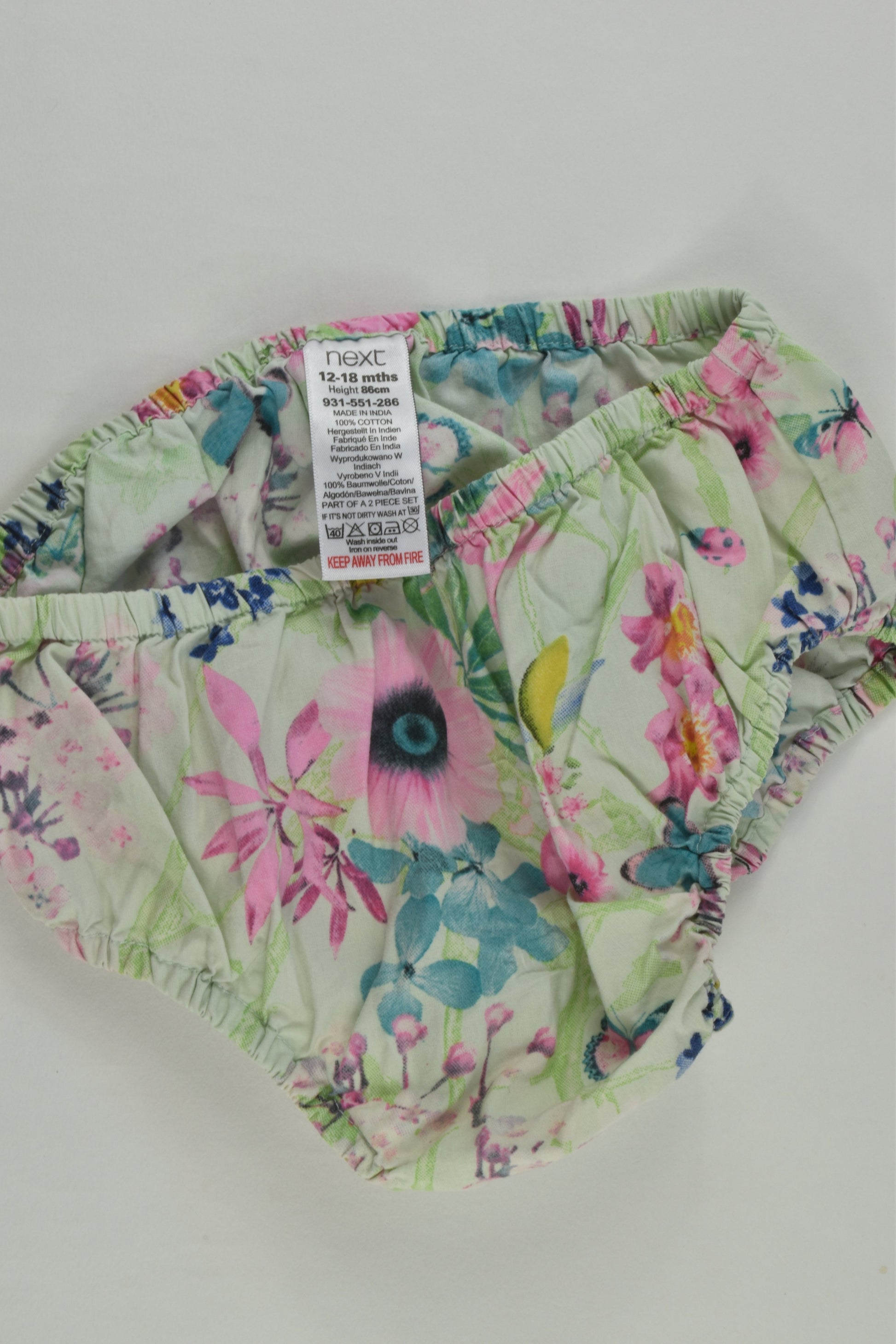 Next Size 1 (86 cm) Butterflies and Flowers Dress with Matching Bloomers