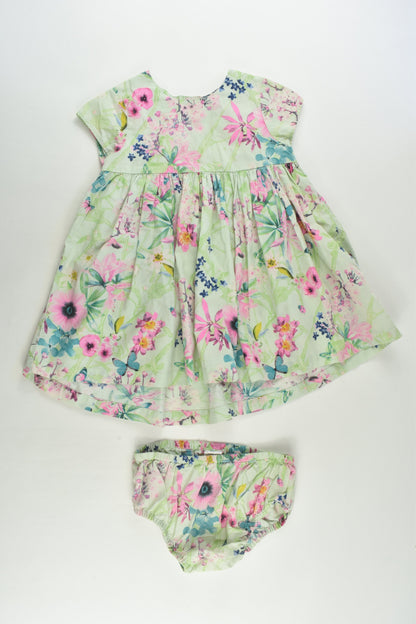 Next Size 1 (86 cm) Butterflies and Flowers Dress with Matching Bloomers