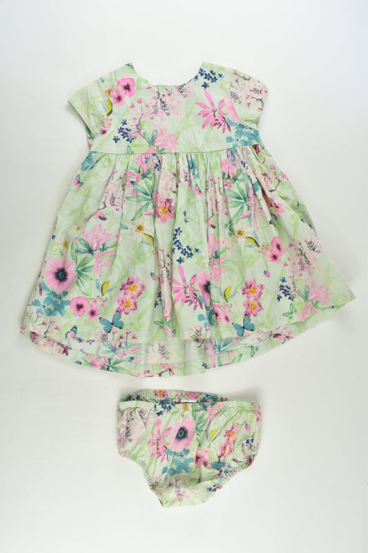 Next Size 1 (86 cm) Butterflies and Flowers Dress with Matching Bloomers