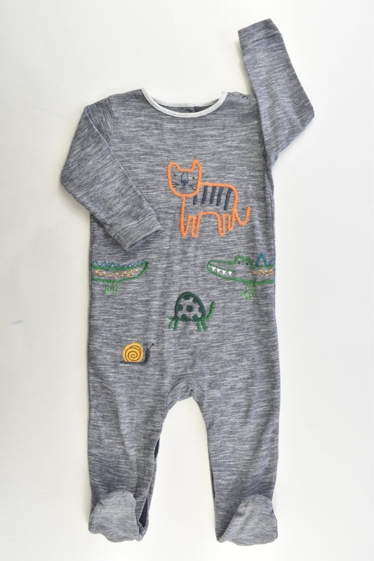Next Size 12-18 months (1) Embroidered Animals Footed Romper