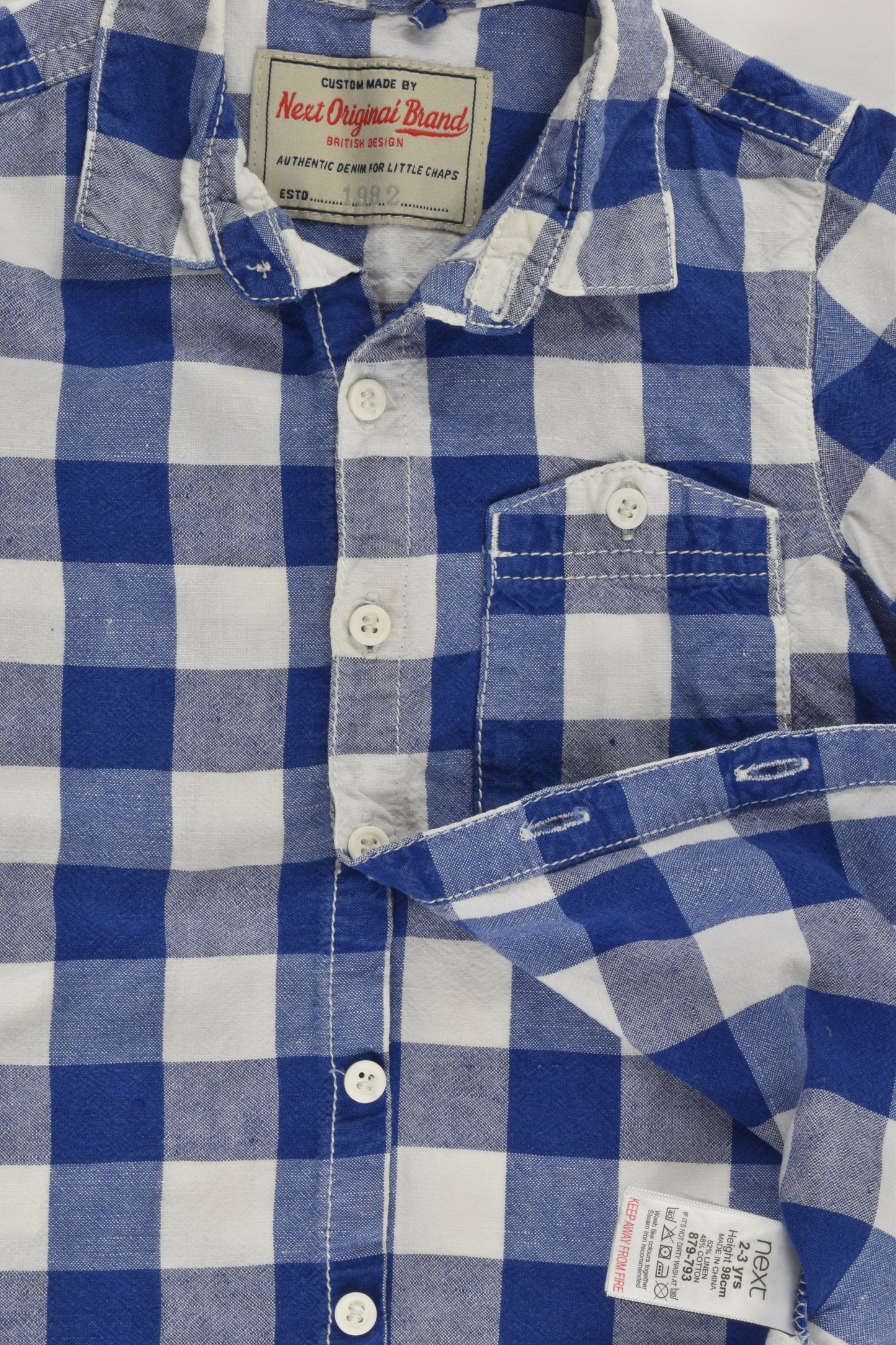 Next Size 2-3 (98 cm) Checked Linen/Cotton Shirt