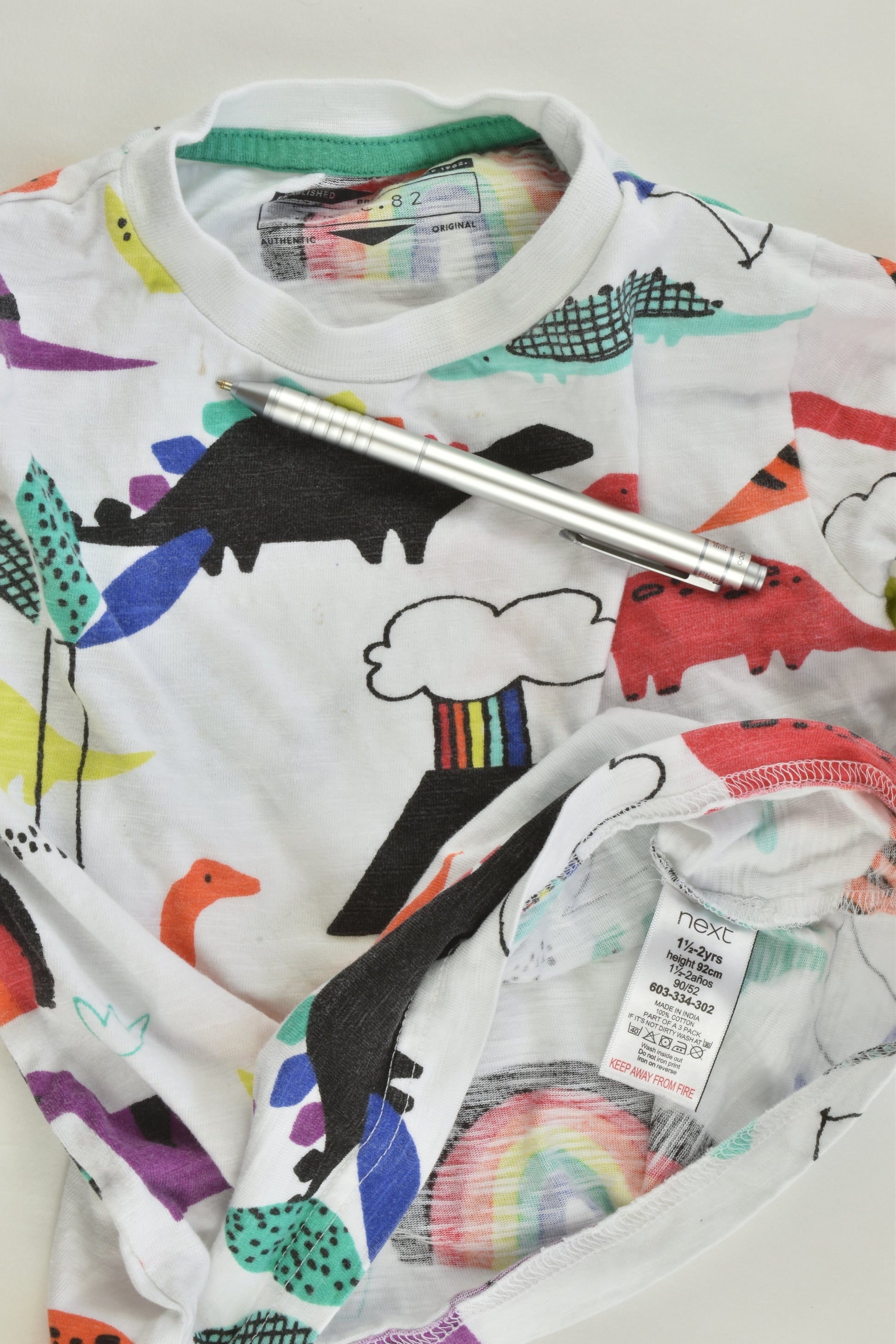 Next Size 2 (92 cm) Colourful Dinosaurs Top