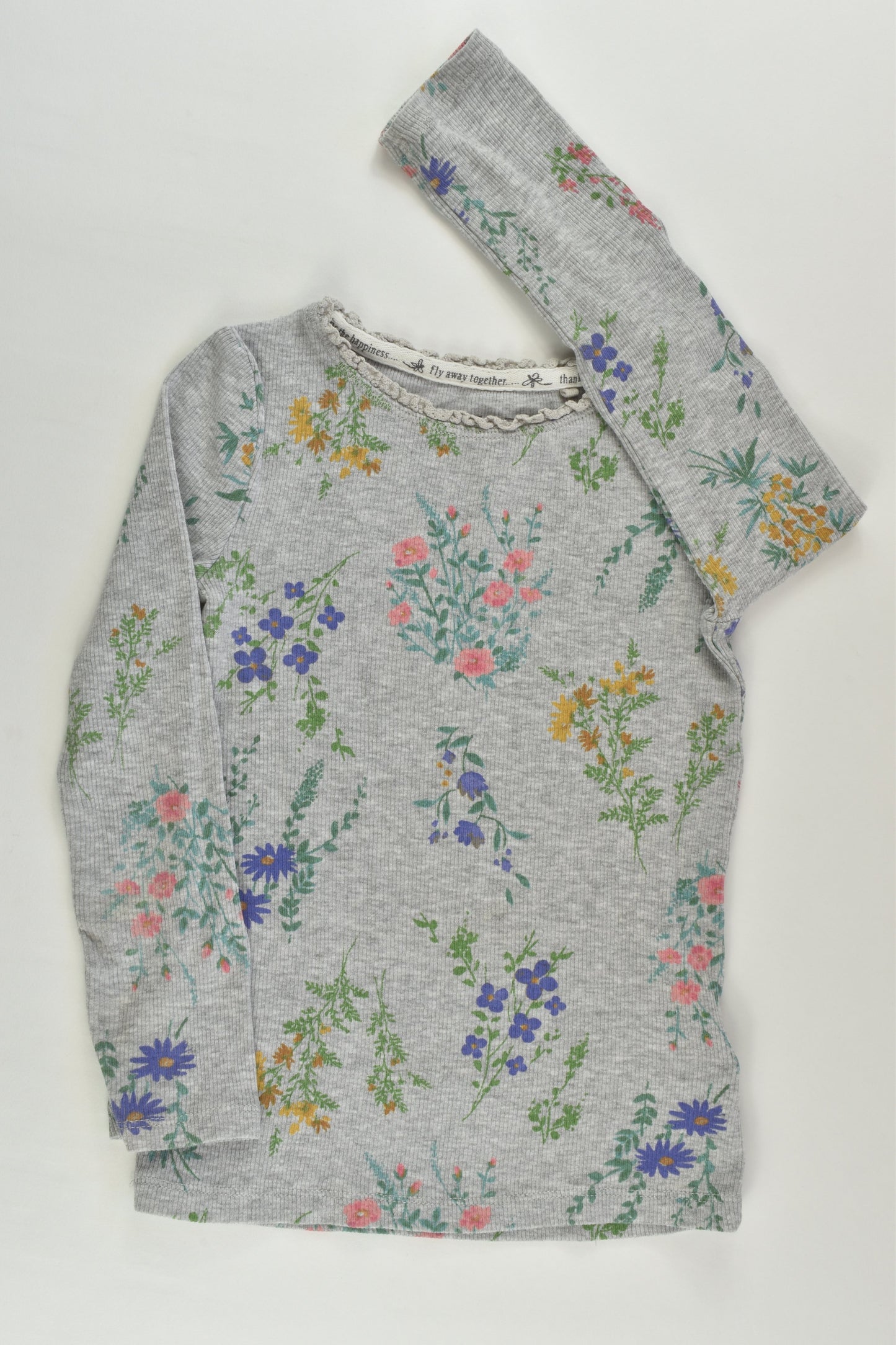 Next Size 3 (98 cm) Floral Ribbed Top