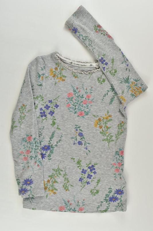 Next Size 3 (98 cm) Floral Ribbed Top