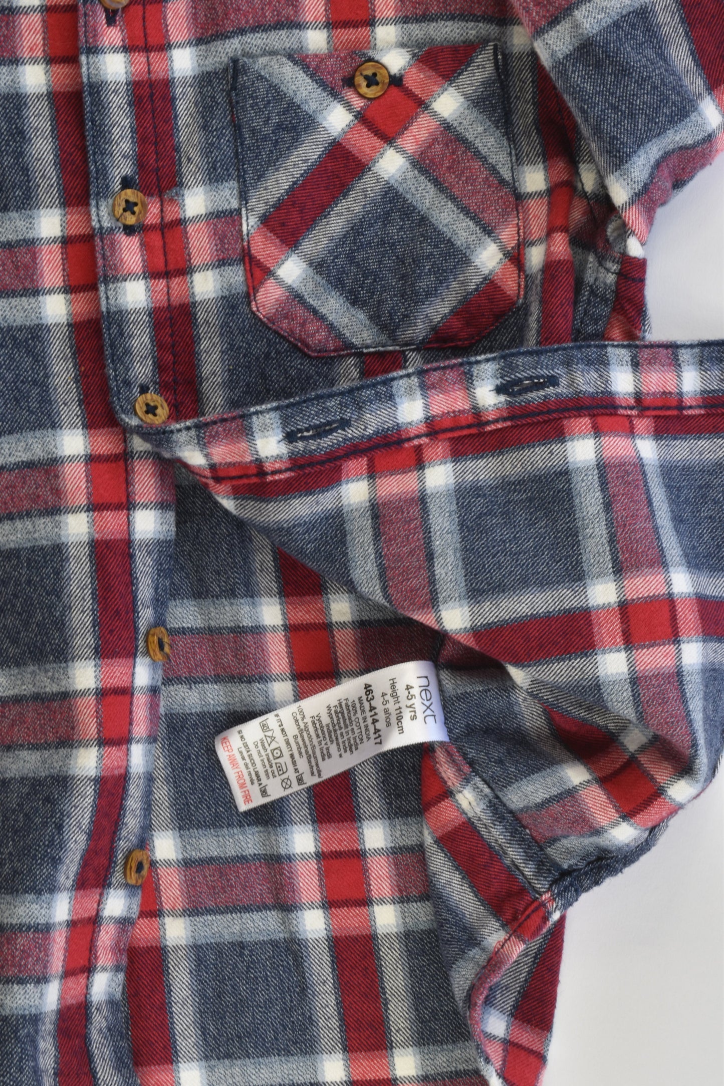Next Size 4-5 (110 cm) Checked Casual Collared Winter Shirt