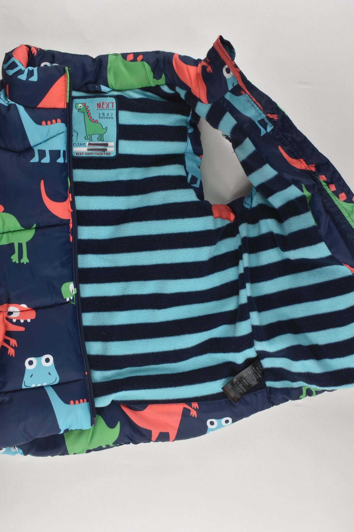 Next Size 4-5 (110 cm) Fleece Lined Colourful Friendly Dinosaurs Puffer Vest