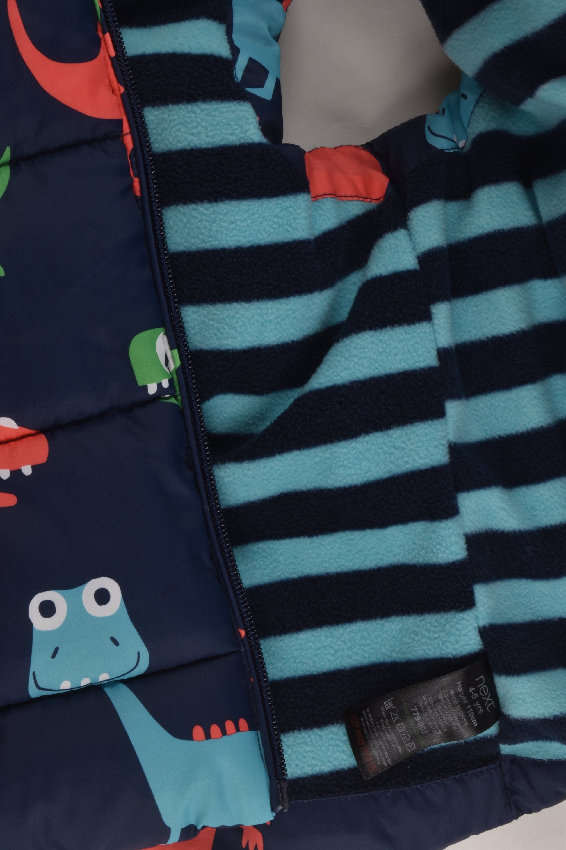 Next Size 4-5 (110 cm) Fleece Lined Colourful Friendly Dinosaurs Puffer Vest