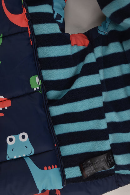 Next Size 4-5 (110 cm) Fleece Lined Colourful Friendly Dinosaurs Puffer Vest