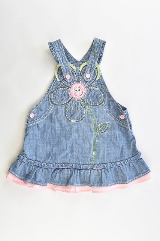 Next Size 6-9 months (Generous) Denim Dress with Flower