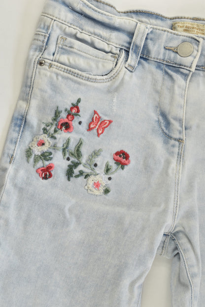 Next Size 8 Stretchy Denim Pants with Floral Embroidery