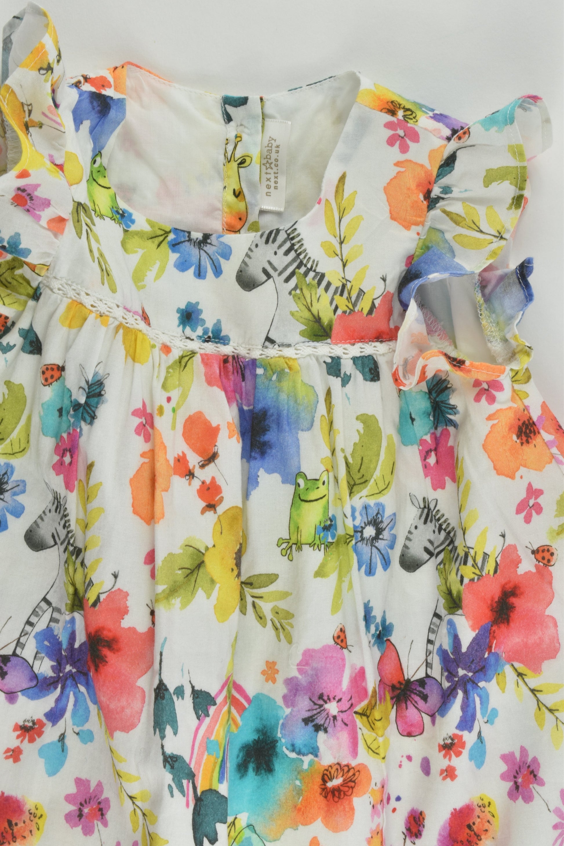 Next (UK) Size 0 (6-9 months) Lined Flowers, Animals and Rainbows Dress