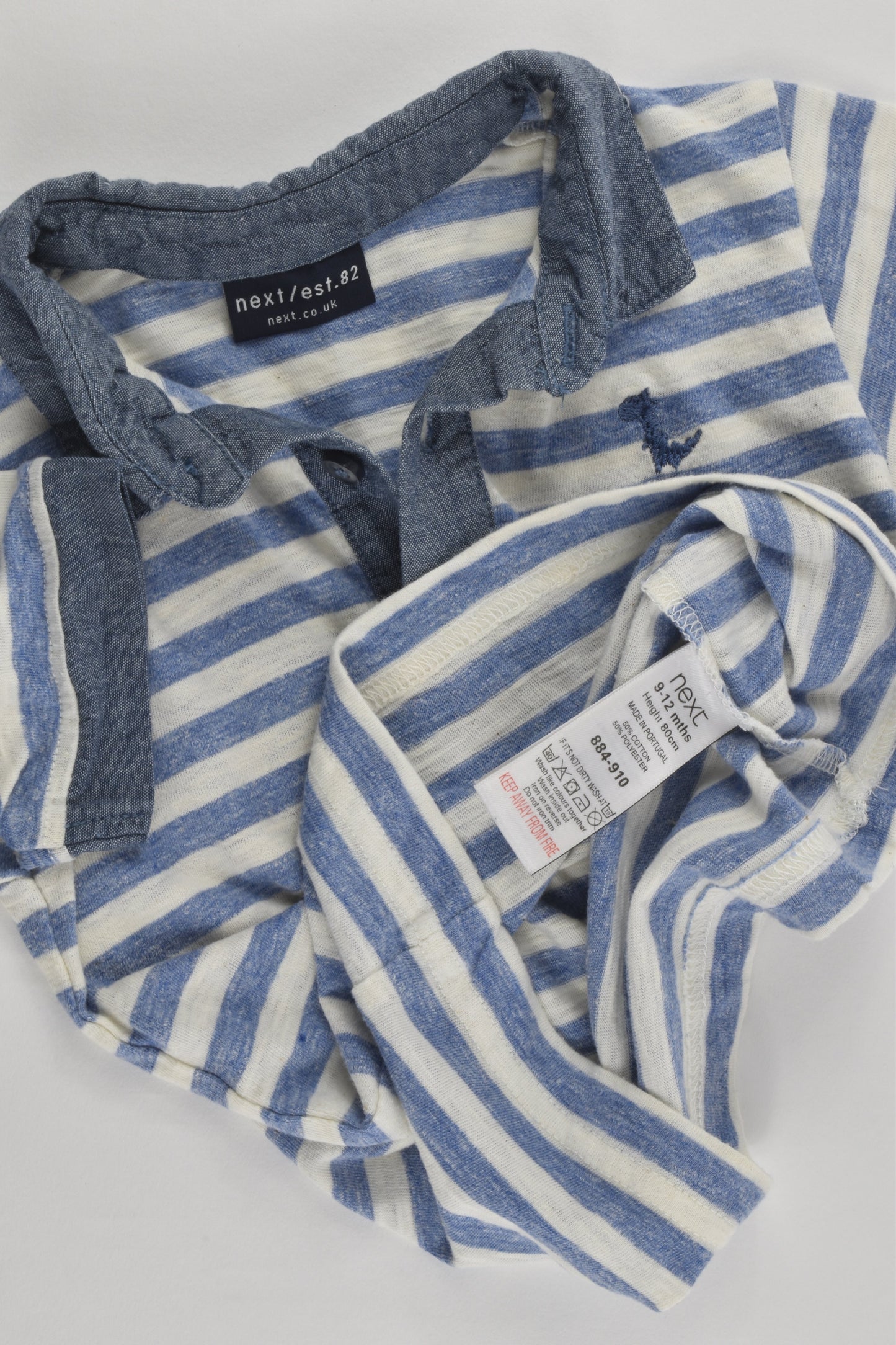 Next (UK) Size 0 (9-12 months, 80 cm) Striped Collared T-shirt