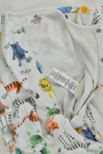 Next (UK) Size 0 (9-12 months) Colourful Animals Footed Romper