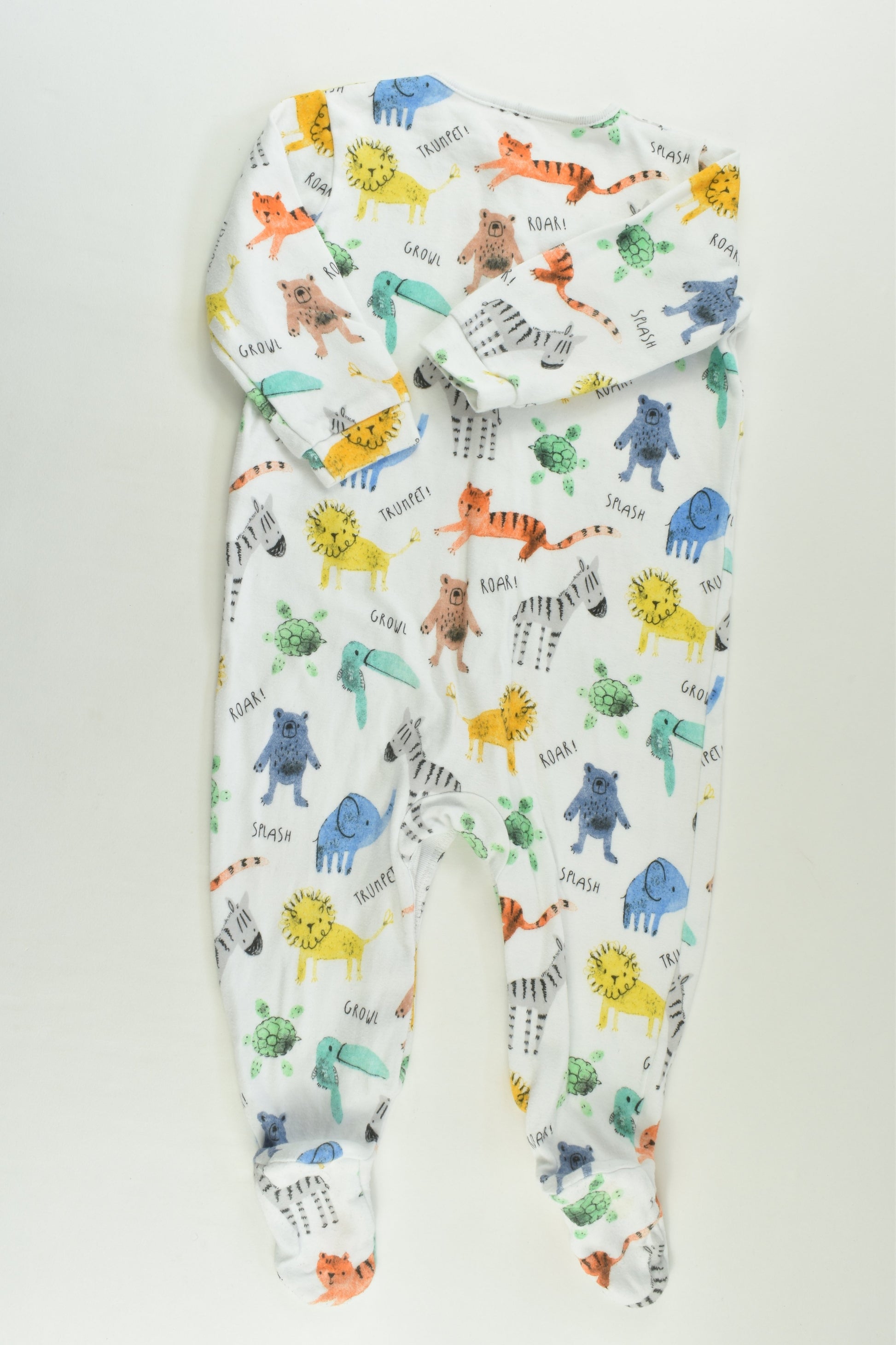 Next (UK) Size 0 (9-12 months) Colourful Animals Footed Romper