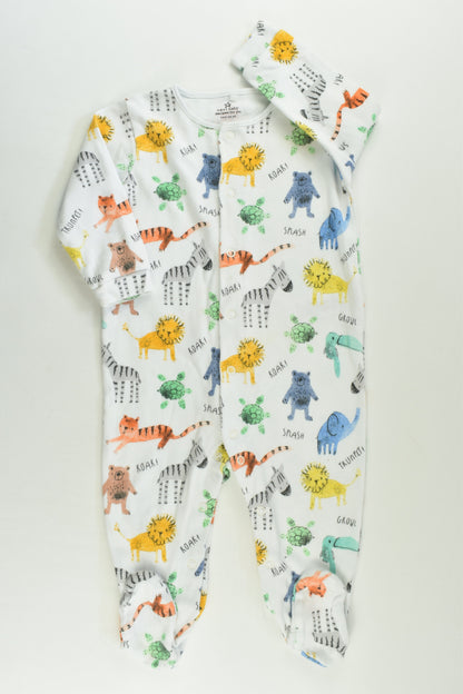 Next (UK) Size 0 (9-12 months) Colourful Animals Footed Romper