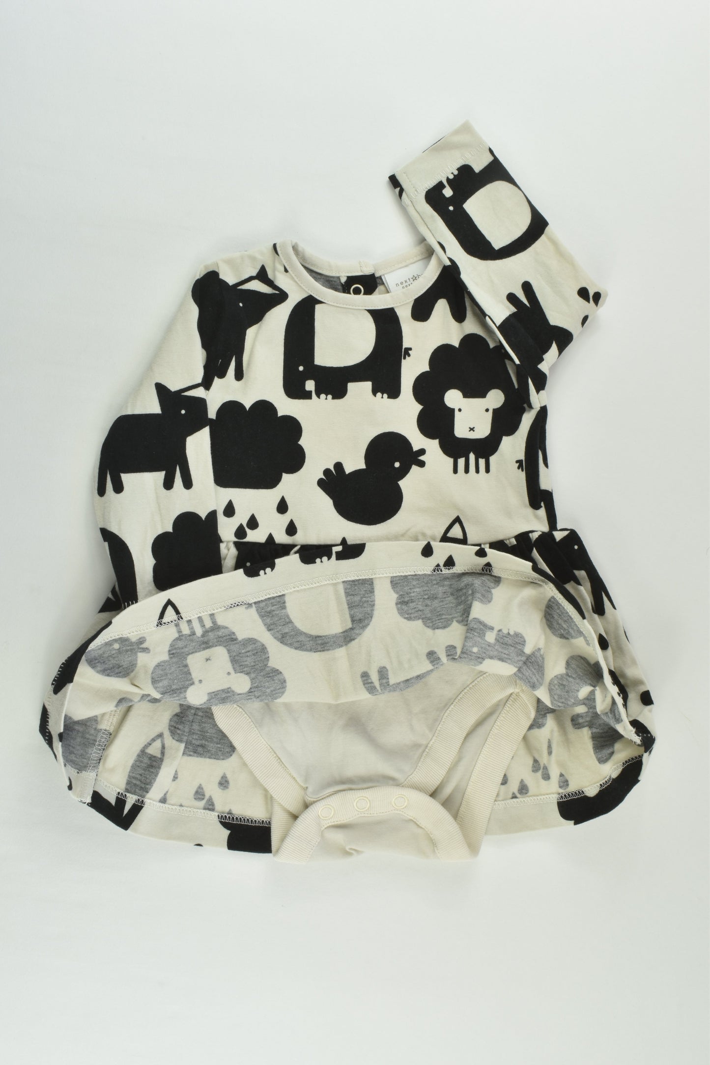 Next (UK) Size 00 (3-6 months) Animals Dress with Bodysuit Underneath