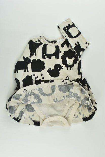 Next (UK) Size 00 (3-6 months) Animals Dress with Bodysuit Underneath