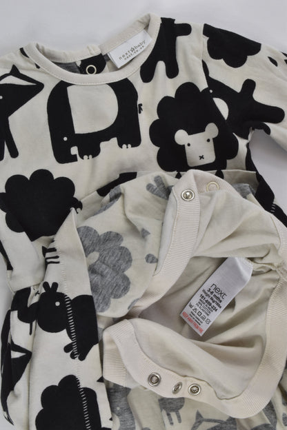Next (UK) Size 00 (3-6 months) Animals Dress with Bodysuit Underneath