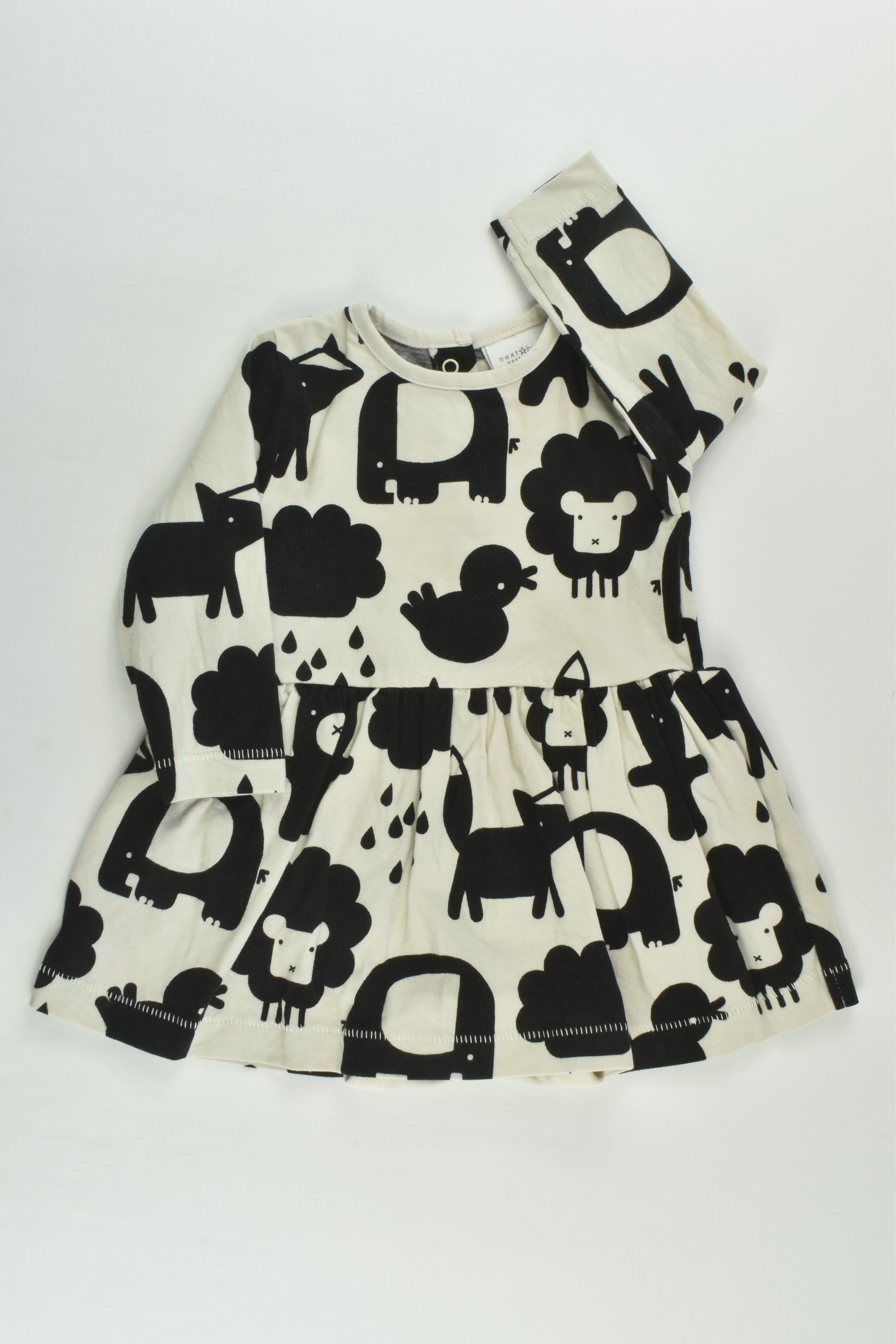 Next (UK) Size 00 (3-6 months) Animals Dress with Bodysuit Underneath