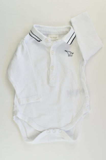 Next (UK) Size 00 (3-6 months) Elephant White Polo Bodysuit