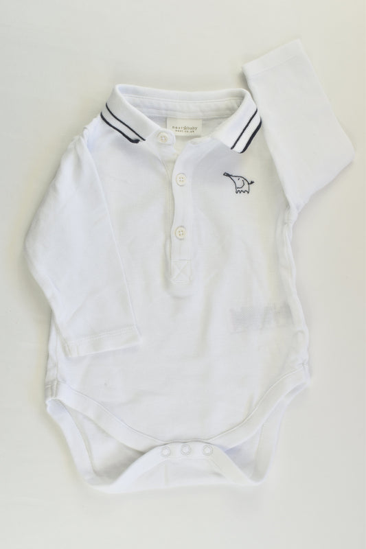 Next (UK) Size 00 (3-6 months) Elephant White Polo Bodysuit