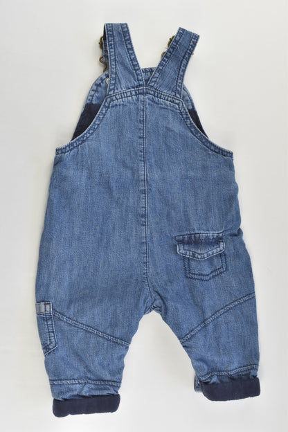 Next (UK) Size 00 (3-6 months) Lined Soft Fire Engine Denim Overalls