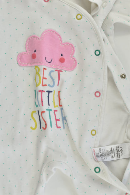 Next (UK) Size 000 (Up to 3 months) 'Best Little Sister' Footed Romper