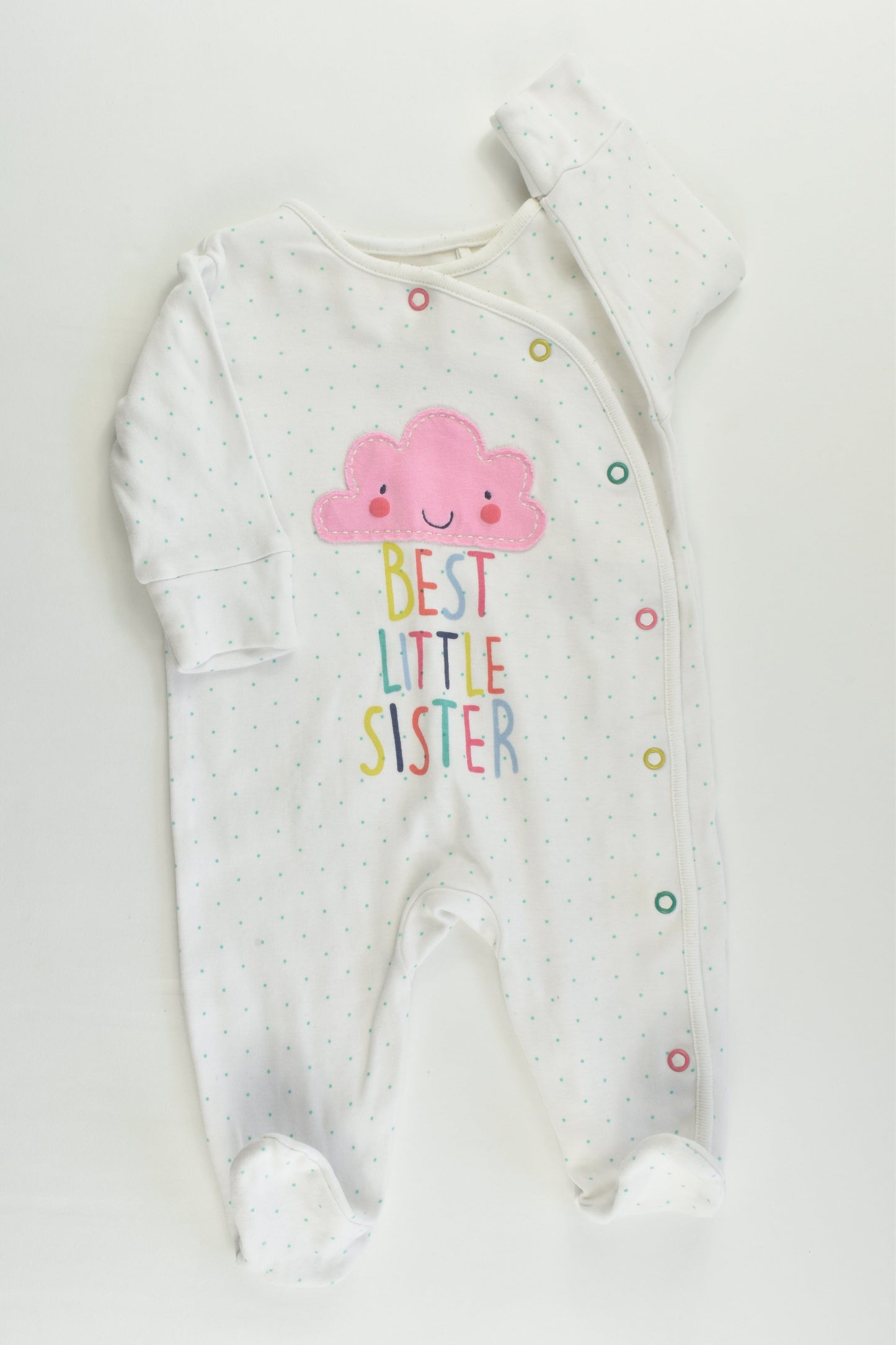 Next (UK) Size 000 (Up to 3 months) 'Best Little Sister' Footed Romper