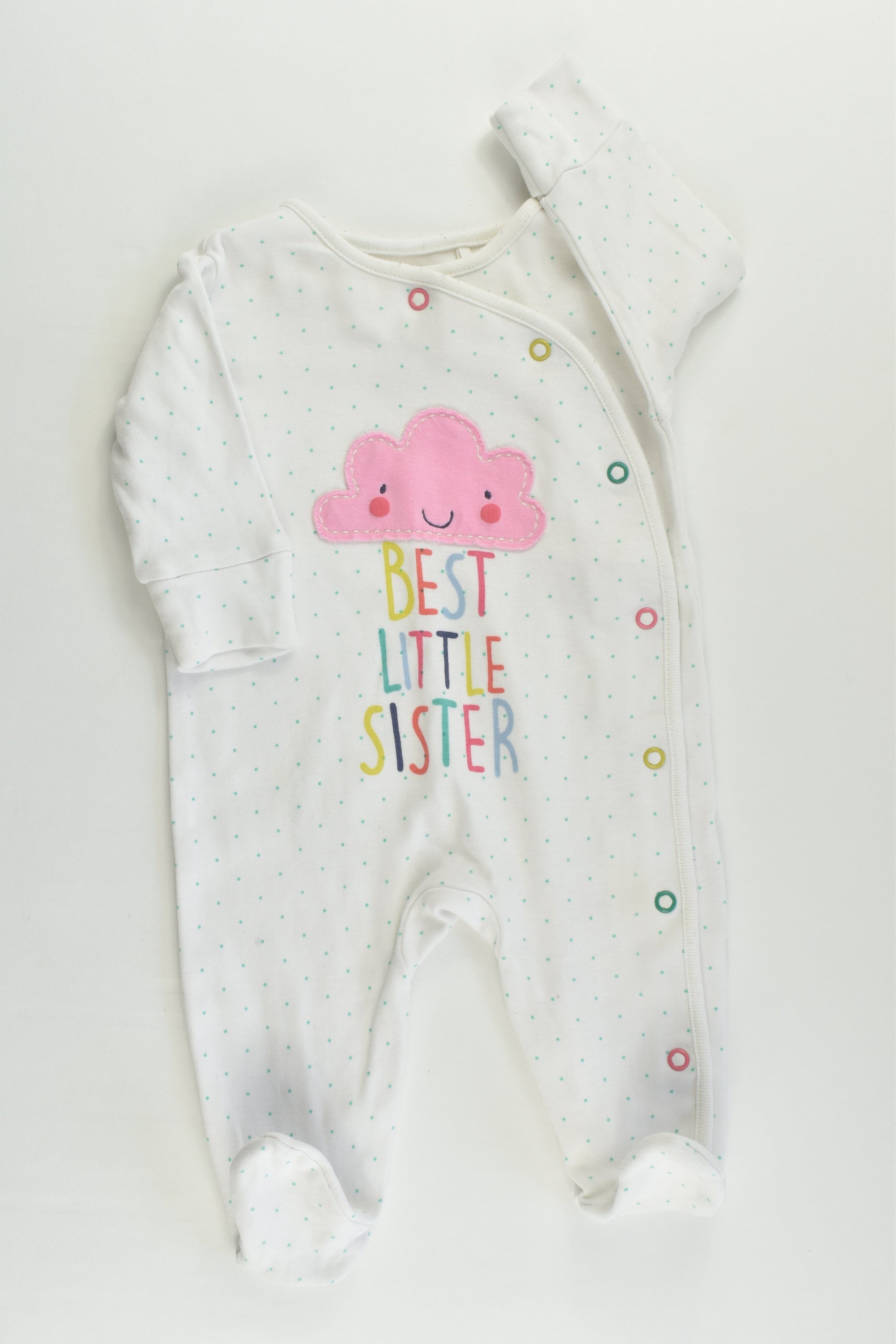 Next (UK) Size 000 (Up to 3 months) 'Best Little Sister' Footed Romper