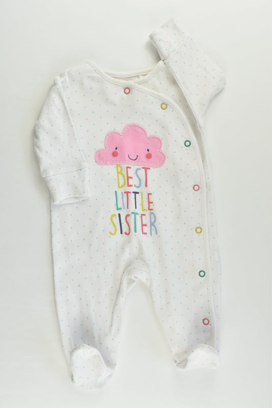 Next (UK) Size 000 (Up to 3 months) 'Best Little Sister' Footed Romper