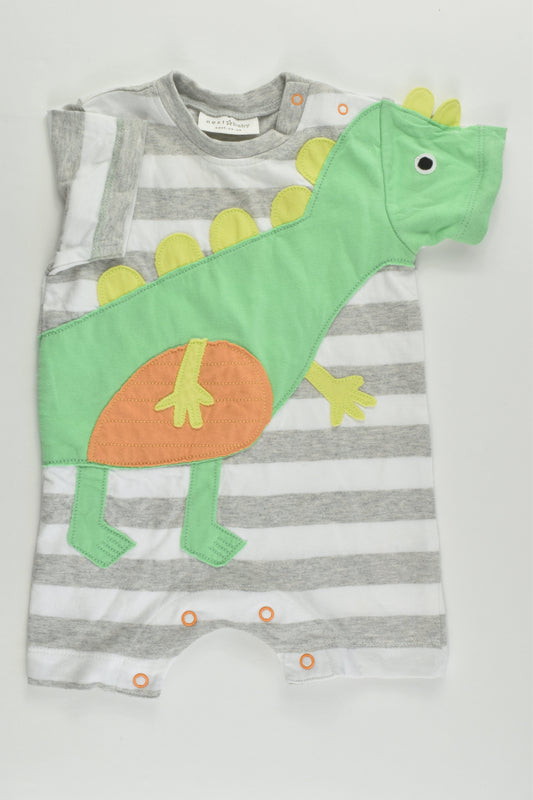 Next (UK) Size 000 (Up to 3 months) Striped Dinosaur Short Romper