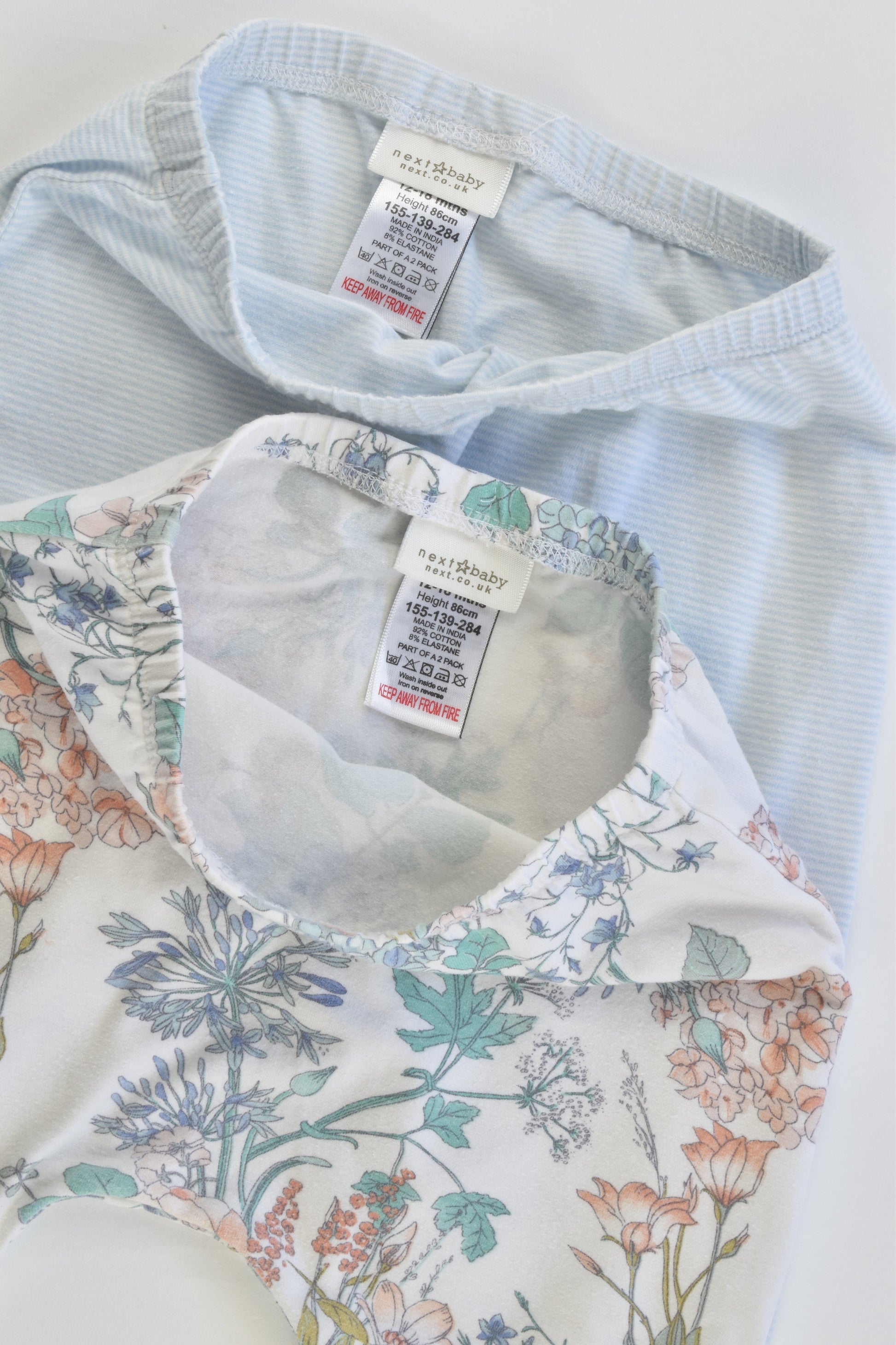 Next (UK) Size 1 (12-18 months, 86 cm) Floral and Striped Leggings with Lace Details
