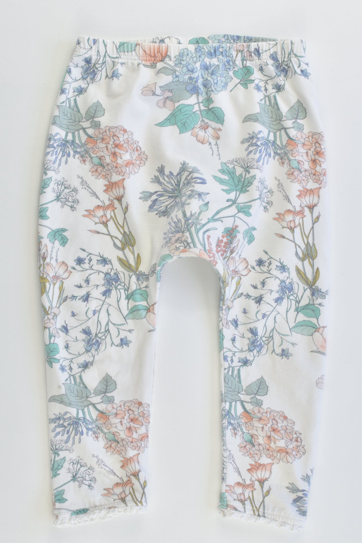 Next (UK) Size 1 (12-18 months, 86 cm) Floral and Striped Leggings with Lace Details