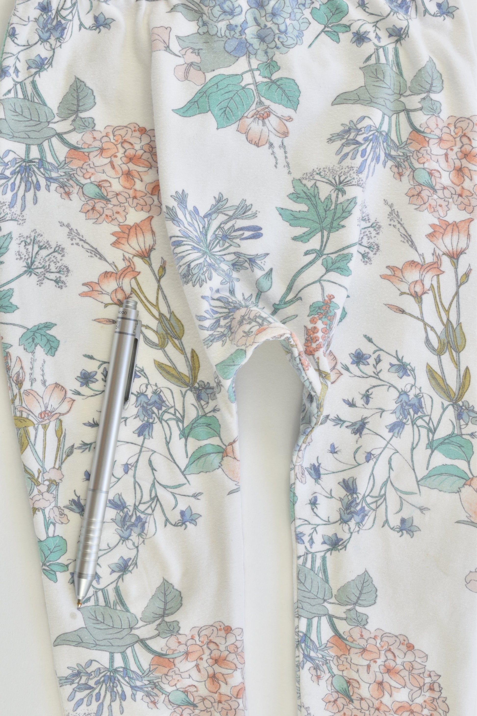 Next (UK) Size 1 (12-18 months, 86 cm) Floral and Striped Leggings with Lace Details