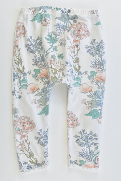 Next (UK) Size 1 (12-18 months, 86 cm) Floral and Striped Leggings with Lace Details