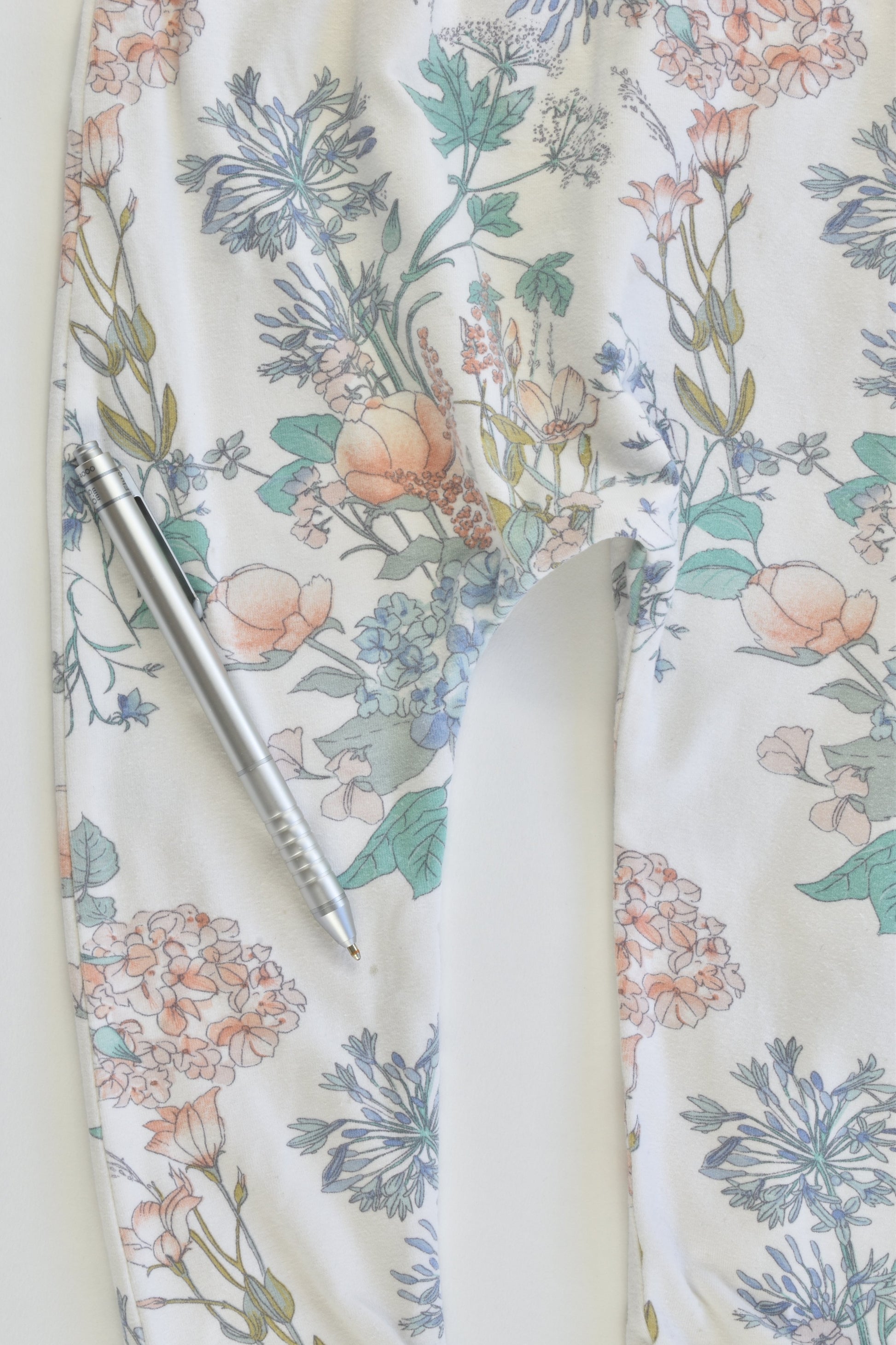 Next (UK) Size 1 (12-18 months, 86 cm) Floral and Striped Leggings with Lace Details