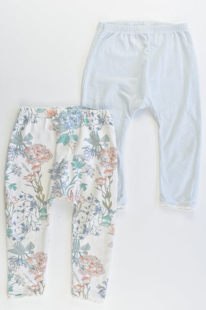 Next (UK) Size 1 (12-18 months, 86 cm) Floral and Striped Leggings with Lace Details