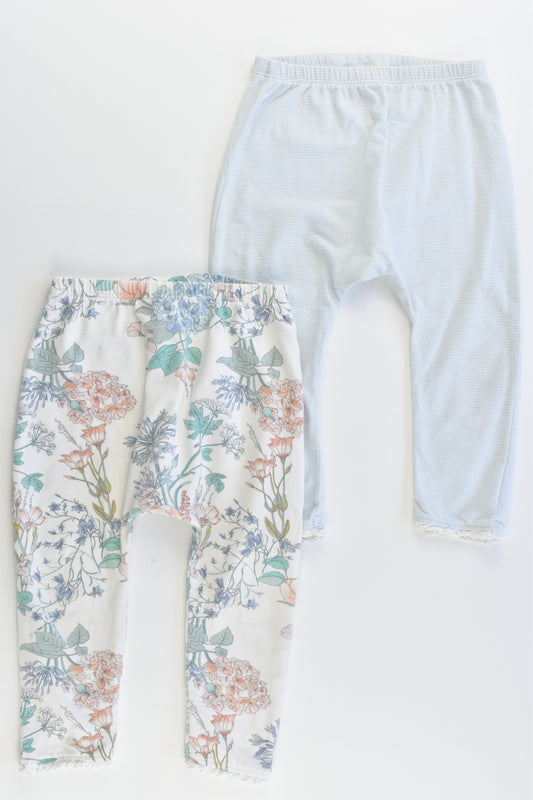 Next (UK) Size 1 (12-18 months, 86 cm) Floral and Striped Leggings with Lace Details