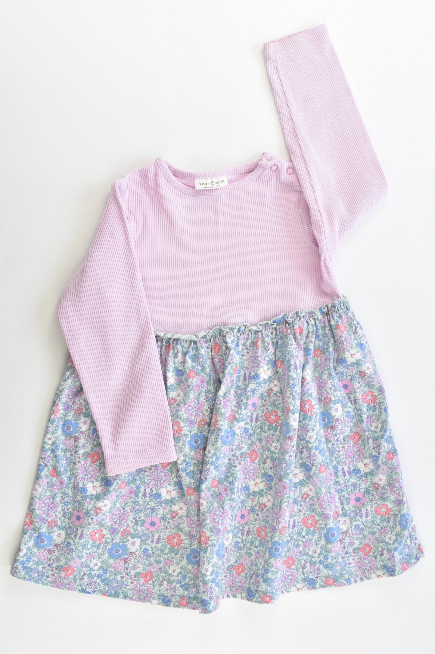 Next (UK) Size 1 (12-18 months, 86 cm) Ribbed/Liberty Print Dress