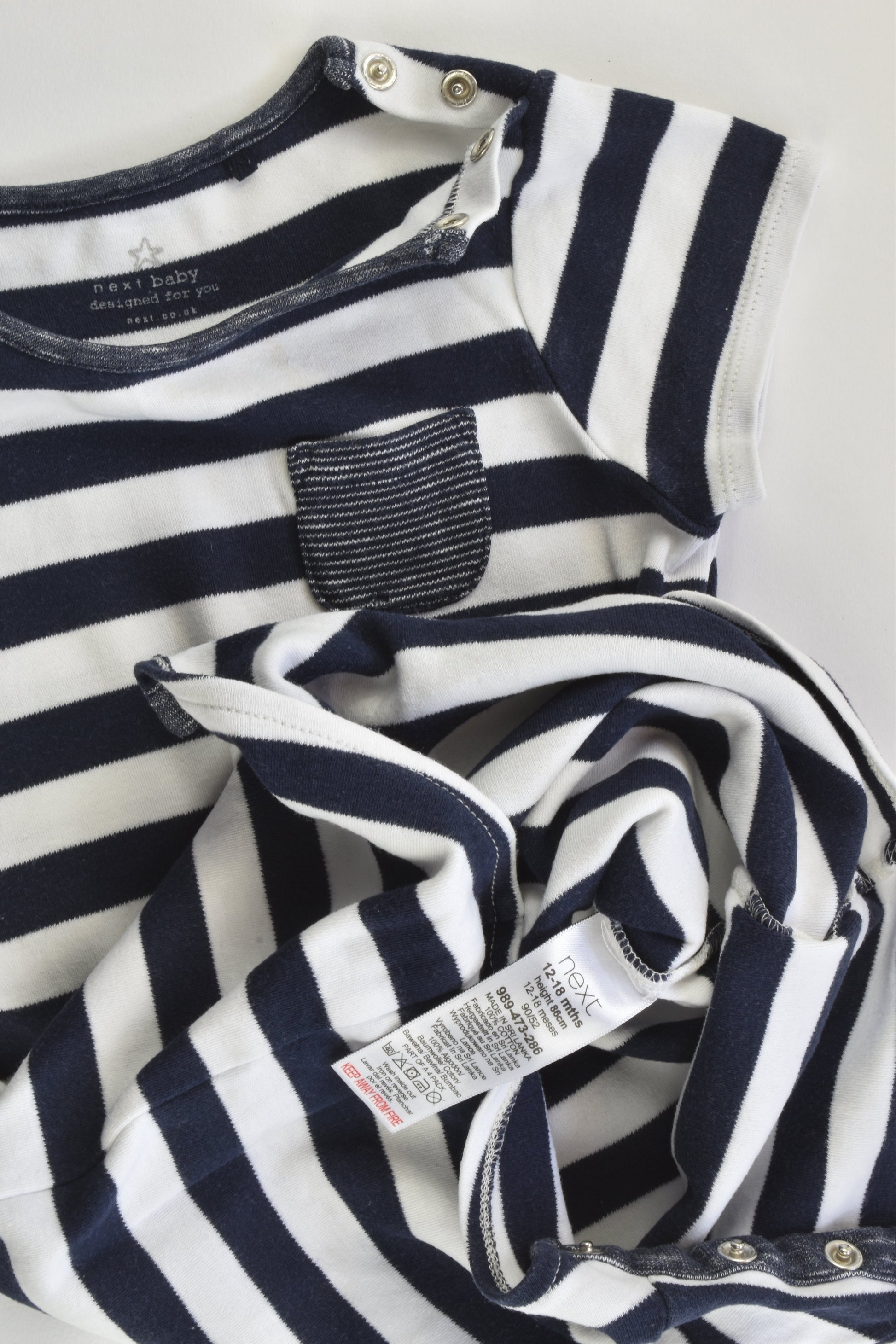 Next (UK) Size 1 (12-18 months) Striped Short Romper