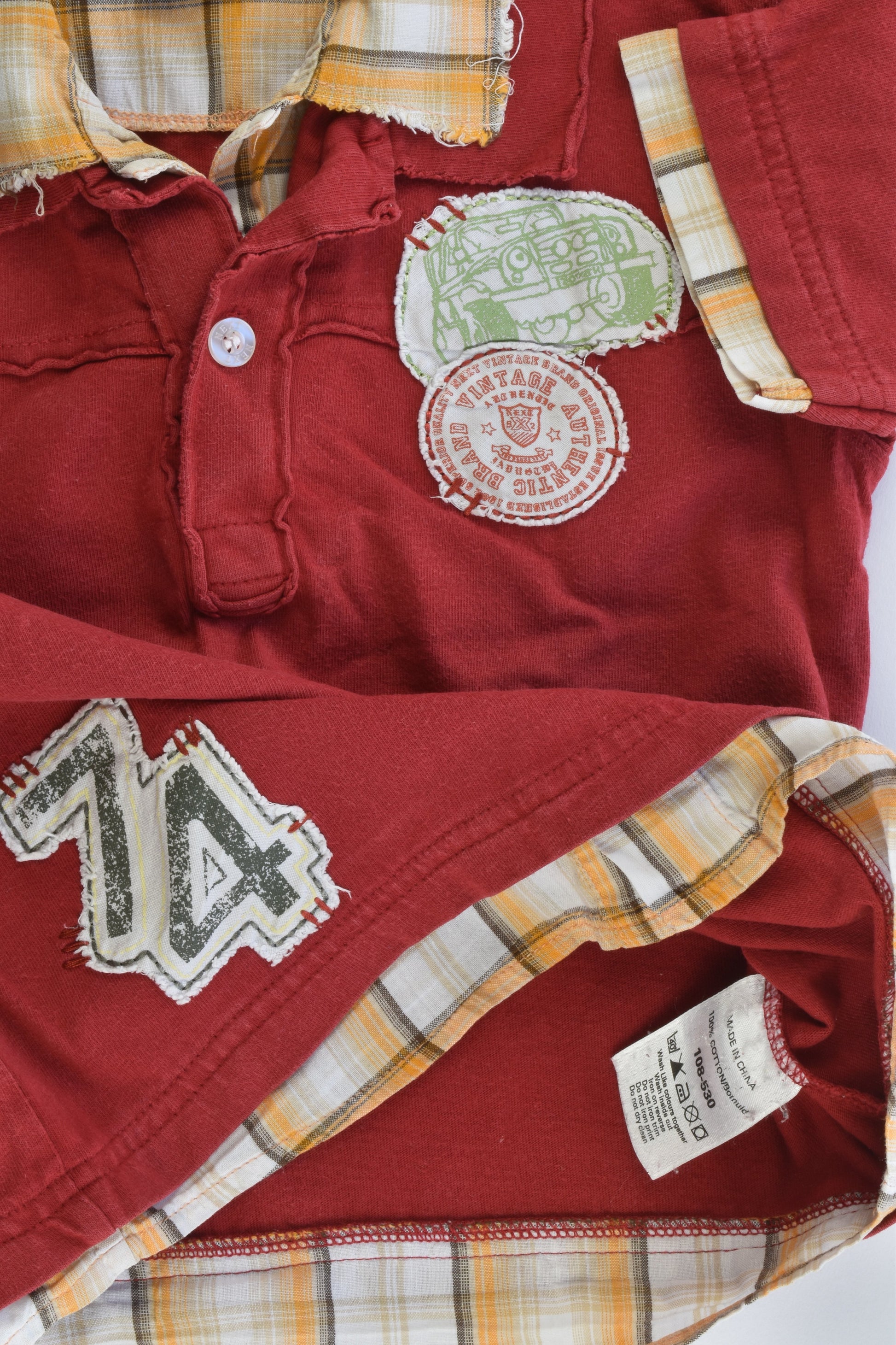 Next (UK) Size 1-2 'Vintage Authentic Brand' Collared T-shirt