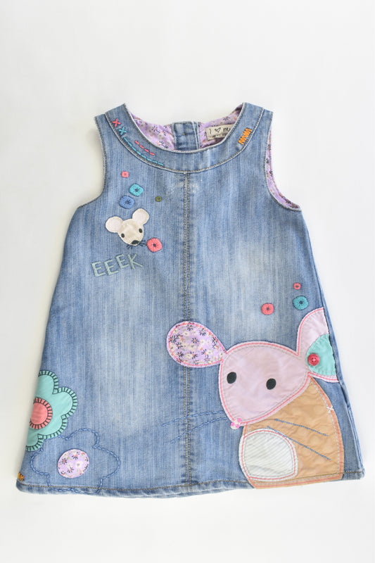 Next (UK) Size 12-18 months (86 cm) Soft Mouse Denim Dress