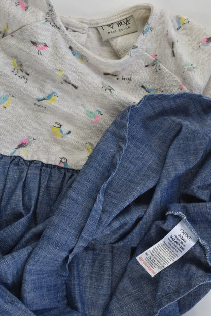 Next (UK) Size 2-3 (98 cm) Birds/Denim Dress
